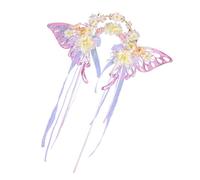 Corona de flores de imitación 3D hecha a mano con diseño de mariposa y borlas para boda y fotografía