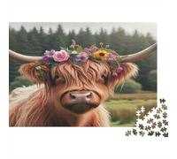Corona de Flores de Vaca de Highland Puzzle Mil Piezas para Parejas Idea De Regalo Impresión HD Elección Amazon Reducción De Estrés Papel Grueso 70x50cm/1000pcs