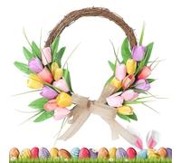 Corona de Flores - Decoración para Bodas | Corona Floral - Decoración primaveral de Estilo Bohemio con Tulipanes realistas, diseñada para la Puerta Principal Bodas y de Pascua.