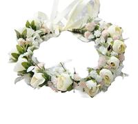 Corona de Flores Diadema de corona floral estilo bosque con flores artificiales for damas honor, boda y citas(Beige)