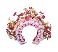 Corona de flores étnicas de inspiración vintage, accesorio elegante para el cabello para mujer, tocado de boda femenino