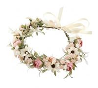 Corona de flores nupciales bohemias con cinta de alambre ajustable, diadema de flores artificiales blancas para mujeres, bodas, fiestas y festivales