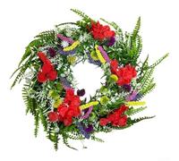 Corona de flores silvestres de 45 cm, guirnalda floral artificial para decoración del hogar de primavera y verano, flores secas de plástico para colgar en la puerta para bodas, vacaciones, interiores