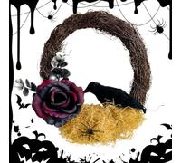 Corona de Halloween Colgante de Bienvenida para Festival Gótico con, Rosa