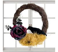 Corona De Halloween para Exteriores - Corona Decorativa con Flores Y Búho para Entrada | Decoraciones para Fiesta y Exterior Casa Jardín