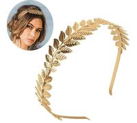 Corona de hojas romanas, tiara de oro con banda de hojas, diadema para novia, para chicas, tocado de hoja de laurel, tocado bohemio