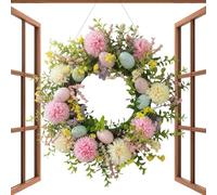 Corona de Huevos de Pascua, Coronas de Pascua para Puerta de Entrada, Guirnalda de Margaritas de Flores Artificiales con Huevos de Colores, Decoraciones de Primavera para Ventana, Pared, Porche