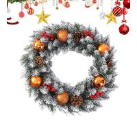 Corona de invierno de Navidad | Follaje verde realista - Guirnalda de Navidad artificial para puerta de entrada | para interior exterior restaurante pared valla comedor
