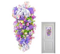 Corona de la Puerta de Primavera - Lágrima de Swag Floral Lágrima Corona de Puerta Artificial | Coronas de Pascua para la Puerta de Entrada | Muro Garland Flower Pascua Decoración para el