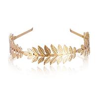 Corona de laurel dorado, joya hecha a mano para novia, diadema griega romana tocado para el pelo corona para mujer, accesorios de tiara retro para niñas y mujeres