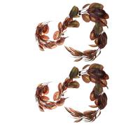 Corona de magnolia resistente en color marrón terroso que proporciona un color resistente a la decoloración, aspecto realista para áreas cubiertas durante todo el año, corona de hojas de magnolia