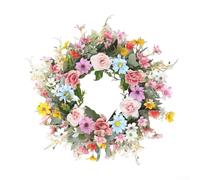 Corona de margaritas para decoración de primavera en puertas y paredes, adecuada para Pascua, día de San Valentín, boda, despedida de soltera, baby shower, aniversario y graduación