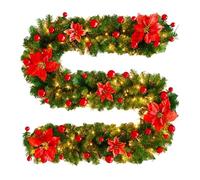 Corona de Navidad - 2,7 m ligera y duradera | Coronas artificiales de invierno de Navidad, para la familia, vacaciones, hogar, al aire libre, barandilla de ventana, de granja