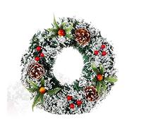 Corona de Navidad 30cm, Guirnalda de Navidad en la Puerta Principal, Corona de Navidad Artificial Realista para una Bienvenida Festiva