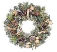 Corona de Navidad artificial de 50 cm de diámetro con piñas decorativas, bayas y flor de Navidad roja para puerta de casa, decoración de pared o decoración de Navidad, decoración de invierno