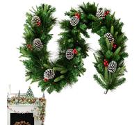 Corona de Navidad artificial, guirnalda de Navidad de ratán,Corona de puerta artificial de pino de 6.5 pies, corona de Navidad | Suministros de Navidad de ratán, guirnalda verde, decoración para dados