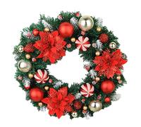 Corona de Navidad artificial | Guirnalda festiva de puerta de 16 pulgadas para decoración navideña | Encantadora decoración de invierno para el hogar y la granja | Ideal para paredes y ventanas | Crea