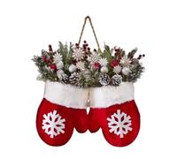 Corona de Navidad centelleante, acentos de bayas de pino festivas, 30x27cm, corona de puertas de aguja de pino artificial, decoración de la pared de racimo de bayas rojos, ensamblaje sin esfuerzo, cas