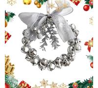 Corona de Navidad con campanas para exteriores, plantas verdes artificiales, decoración con lazos de piña, corona fija artificial, para puerta, pared, interior, exterior, ventana, chimenea, repisas de