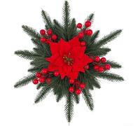 Corona de Navidad con diseño de aguja de pino para estilo americano, plástico resistente, reutilizable, para puerta, ventana, decoración festiva, 37 cm, incluye cinta opcional de 90 cm o (A)