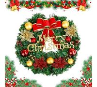 Corona de Navidad de 30cm, Christmas Wreath Artificial Lista para Colgar, Decoración Elegante para una Bienvenida Festiva, Reutilizable y Segura