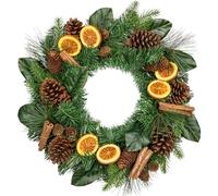 Corona de Navidad de 50 cm con cítricos, canela para puerta de casa, decoración de pared o árbol de Navidad, decoración de puerta, decoración de Navidad, Halloween, ideas de corona de Acción de