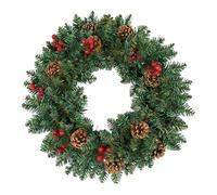 Corona de Navidad | Decoración Artificial iluminada | Corona de Navidad decoración | para Puerta Delantera Pared Ventana Sala de Estar Chimenea Chimenea Entrada Festivo de Invierno