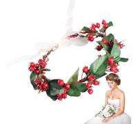 Corona De Navidad - Diadema Con Corona De Flores De Bayas, Coronaa Navideña Con Hojas De | Ideal Para Fiestas Navideñas, Bodas, Festivales, Sesiones Fotográficas, Carnavales, Decoración