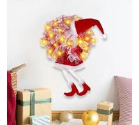 Corona de Navidad extra grande, cambia tu hogar y celebra esta temporada con decoraciones de patas largas, colgantes de corona festiva y única que puede iluminar (rojo, 70 cm)