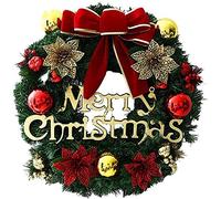 Corona de Navidad Merry Christmas Guirnalda Artificial Navidad Reutilizable Navidad Guirnalda para Decoración de la Pared de la Puerta de Navidad