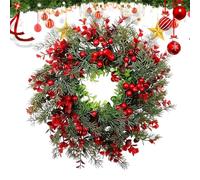 Corona de Navidad para Exteriores 35 cm Guirnalda Decorativa Hecha a Mano | Coronas Navideñas de Invierno para Estilo Granja, Porche de Temporada, Escalera Exterior, Fiesta en Casa