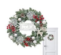 Corona de Navidad para la puerta, 38 cm con bolas, decoración del hogar, corona de Navidad artificial para la puerta principal, para interior y exterior, ventana, chimenea, salón, dormitorio, jardín