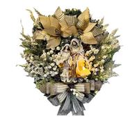 Corona de Navidad para Puerta, belén de Jesús, Coronas de Navidad Artificiales con Linterna LED, Corona de Puerta, decoración navideña, Coronas de Adviento para Ventana y Puerta de casa