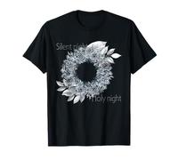 Corona de Navidad Plateada Bonita y Elegante con Letras en la Noche de Seda Camiseta