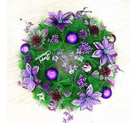 Corona De Navidad, Puerta De Entrada Corona De Agujas De Pino Navideño Vid Roja Dorada, Joyería Decorativa Artificial Al Aire Libre, Corona para Colgar En La Puerta 20/24 Pulgadas,Purple20inches