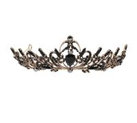 Corona de Novia Barroca Negra con Rhinestones Diadema de Aleación Estilizada para Cumpleaños y Fiestas Accesorio Elegante para Damas y Invitadas