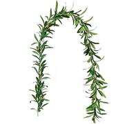 Corona de oliva artificial, guirnalda de olivo verde, ramas de olivo colgantes, guirnalda de hojas de olivo de seda