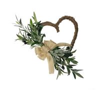 Corona de olivo artificial en forma de corazón de 40 cm, vid de primavera y verano, para colgar en la pared, decoración del hogar y jardín (corona de corazón de 40 cm)