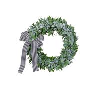 Corona de Orejas de Conejo Verde, Corona de Hojas Artificiales de Eucalipto con Lazos, Corona Verde de Pascua de Primavera para Puerta de Entrada