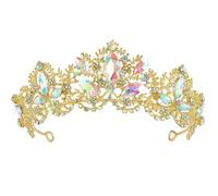 Corona de oro, tiara de reina de diamantes de imitación, diadema de corona de princesa de aleación galvanizada, tiara de fiesta de cumpleaños de graduación de boda para mujeres, accesorios para e..