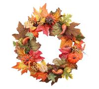 Corona De Otoño, Coronas Artificiales Decorativas para Puerta Principal, Decoración Rústica de Granja Guirnalda Estacional Cartel de Bienvenida para Navidad Halloween Invierno
