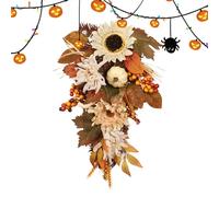 Corona de Otoño de Acción de Gracias - Granja Rústica, Lágrima de la Puerta de Entrada | Decoración Swag de de 19,7 Pulgadas, Corona Artificial con Bayas, Decoración de Vacaciones de SAIS