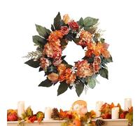 Corona De Otoño Para La Puerta Principal, Hojas De Arce Artificiales De 45 Cm Con Luz, Corona De Puerta, Calabaza De Otoño, Bayas, Conos De Pino, Decoraciones Para La Puertta Principal, Festival De Ac