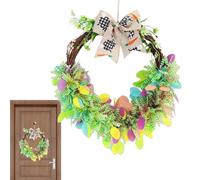 Corona de Pascua | Decoración de primavera artificial colorida | Corona de primavera con patrón de rayas para puerta de casa, para mesa, ventana, puerta, salón, dormitorio, jardín, fiesta decorativa