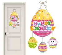 Corona De Pascua - Guirnalda De Conejo De Madera Hecha A Mano, Linda Decoración De Puerta De Primavera | Festivo Elaborado Para Amigos, Reuniones Familiares, Pared Del Porche Delantero, Decorac