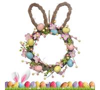 Corona De Pascua - Guirnalda Floral De Huevos Festivos Coloridos Decoración Primaria Acento Secundario | De Conejito Para Puerta Principal, Porche, Casa, Granja, Fiesta, Pared Navideña, Patio,