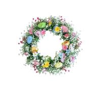 Corona de Pascua para Puerta,Decoración Floral Artificial de Pared 35 cm con Huevos | Corona para Puerta Primavera - para Verano Otoño Invierno Navidad Patio Terraza