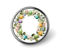 Corona de Pascua y primavera con flores, huevos verdes, broche redondo para hombres y mujeres, insignia de moda, collar, alfiler, vestido, chaqueta, mochila, accesorios