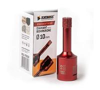 Corona de perforación diamantada Ø 10 mm - Yunque Red Edition M14 - Para amoladora angular - Gres porcelánico, baldosas duras, granito - La corona de perforación en seco ideal