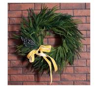 Corona de Pino Norfolk de Tacto Real de 20 Pulgadas con Cinta de Bayas, Coronas Verdes navideñas Artificiales para Puerta de Entrada, decoración navideña, decoración de Invierno(with Ribbon)